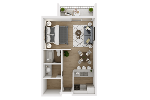Floor plan for studio, 1 bath, 540 sqft
